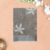 Brownish Grey Color Linen Cotton Saree