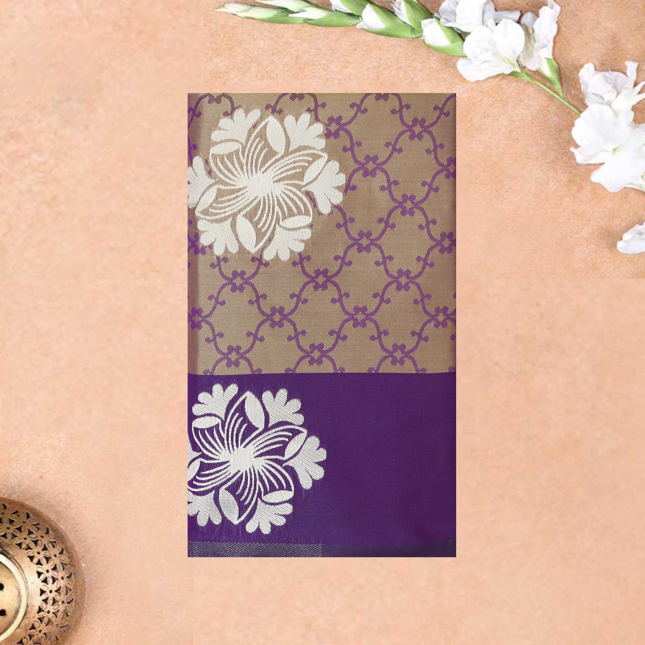 Ten with Grape Soft Silk Saree