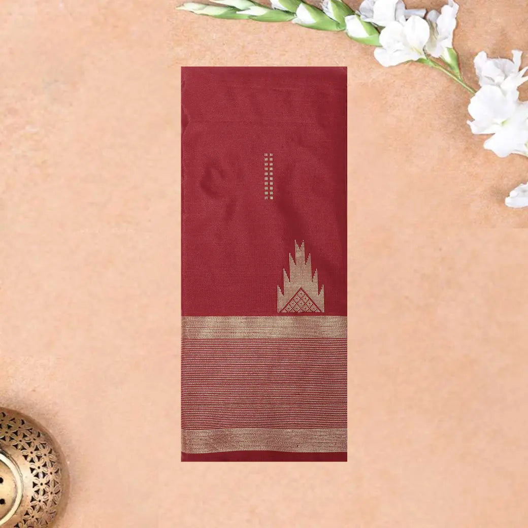 Red  With Copper Gold Arani Silk Saree