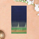 Dark Navy  Blue With Lime Green Pure Chettinad Cotton  Saree without Blouse