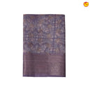 Unique Purple Chanderi Silk Saree with Floral Motifs and Copper Zari Border - Thenianantham