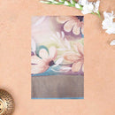 Pure Tussar Silk Saree Cream and Peacock Blue With Floral Design and Painted Prints and Zari Woven Border