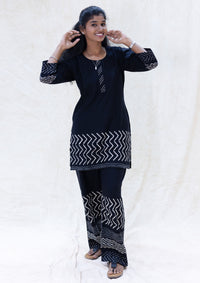 Mega- Black Color Ladies Branded Co-ord-set Readymade