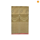 Golden Brown With Leaf Floral Motifs Gold Zari Long Border Pure Kanjivaram Wedding Silk