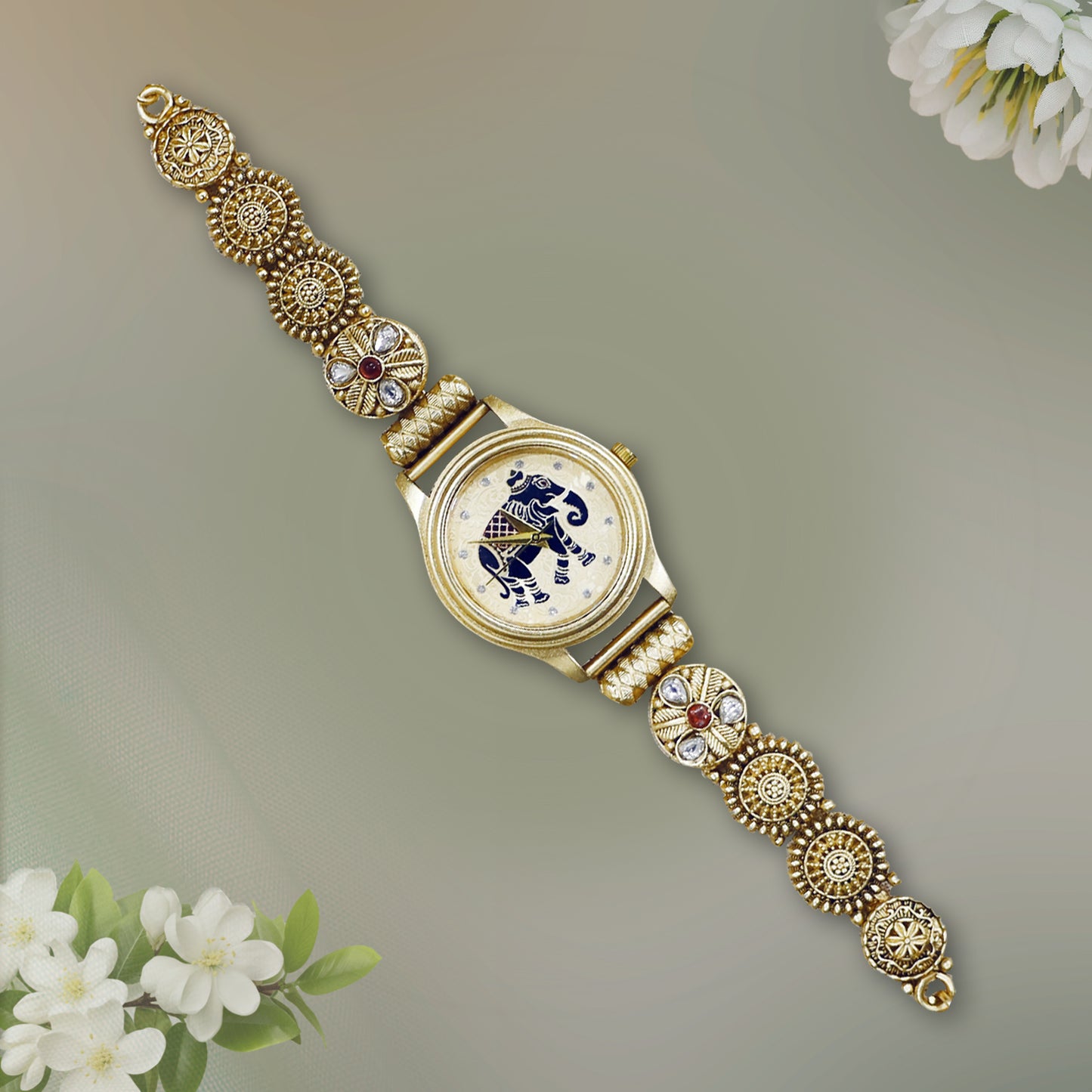 Antique Trending Jadau and Elepant Design Watch