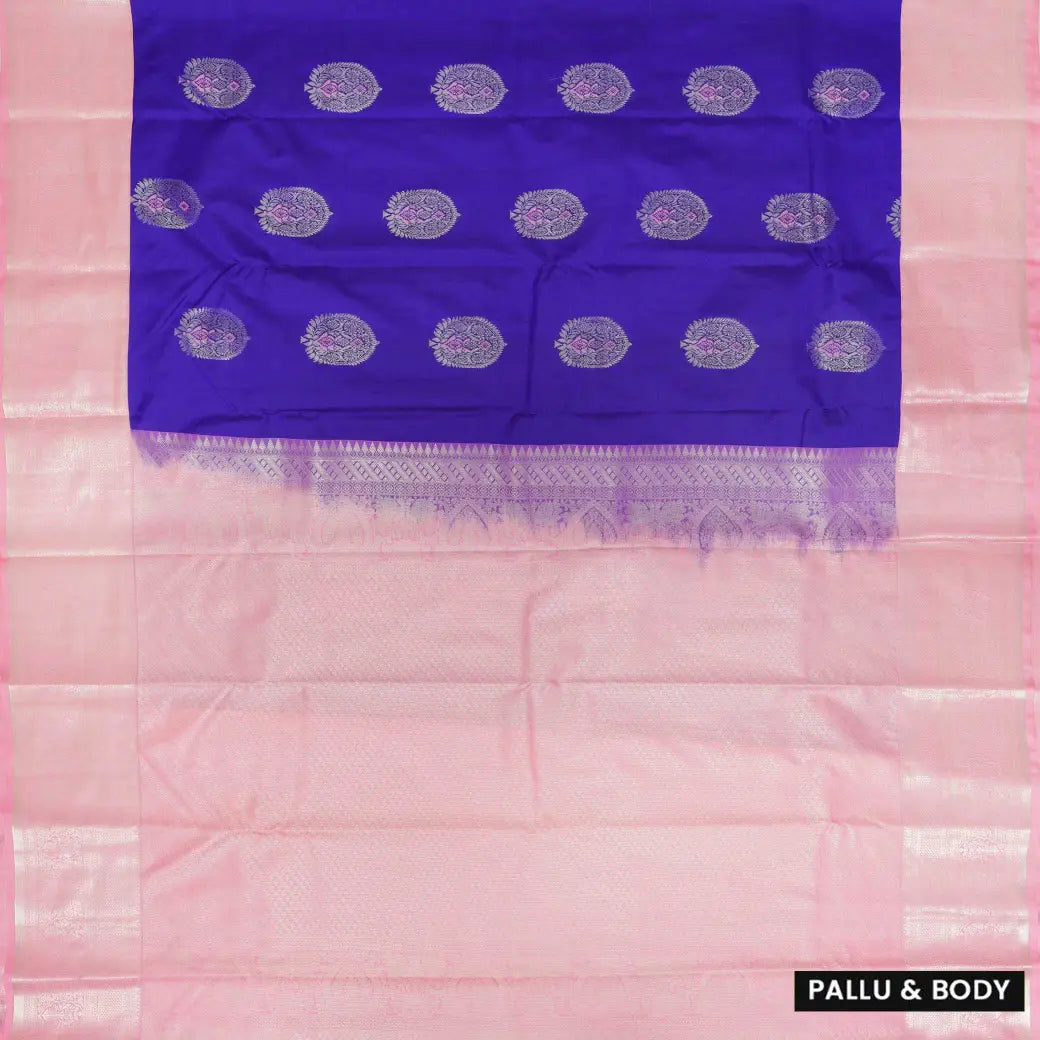 Royal Blue with Baby Pink Soft Silk Saree