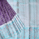 Purple with Sky Blue  Kanchipuram Wedding silk saree