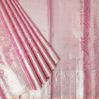 Pink With Golden Zari Border Wedding Silk Saree