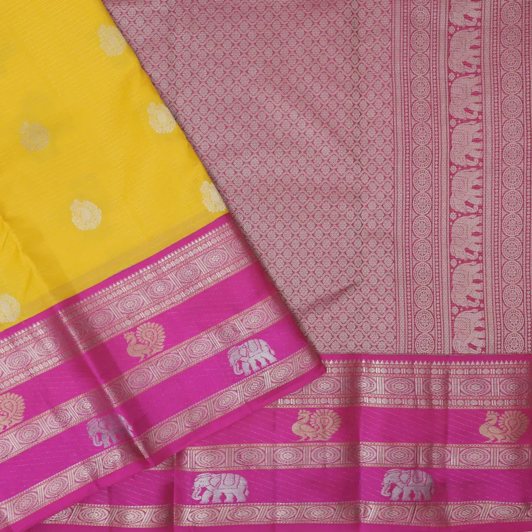 YELLOW WITH PURPLE Traditional Soft Silk Saree
