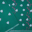 Green Linen Cotton Saree with Contrast Blouse