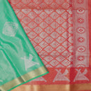 light green and coral pink Tissue Silk Saree