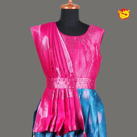 Pink with Blue Girls & Women Branded Readymade Pattu Gown - Thenianantham