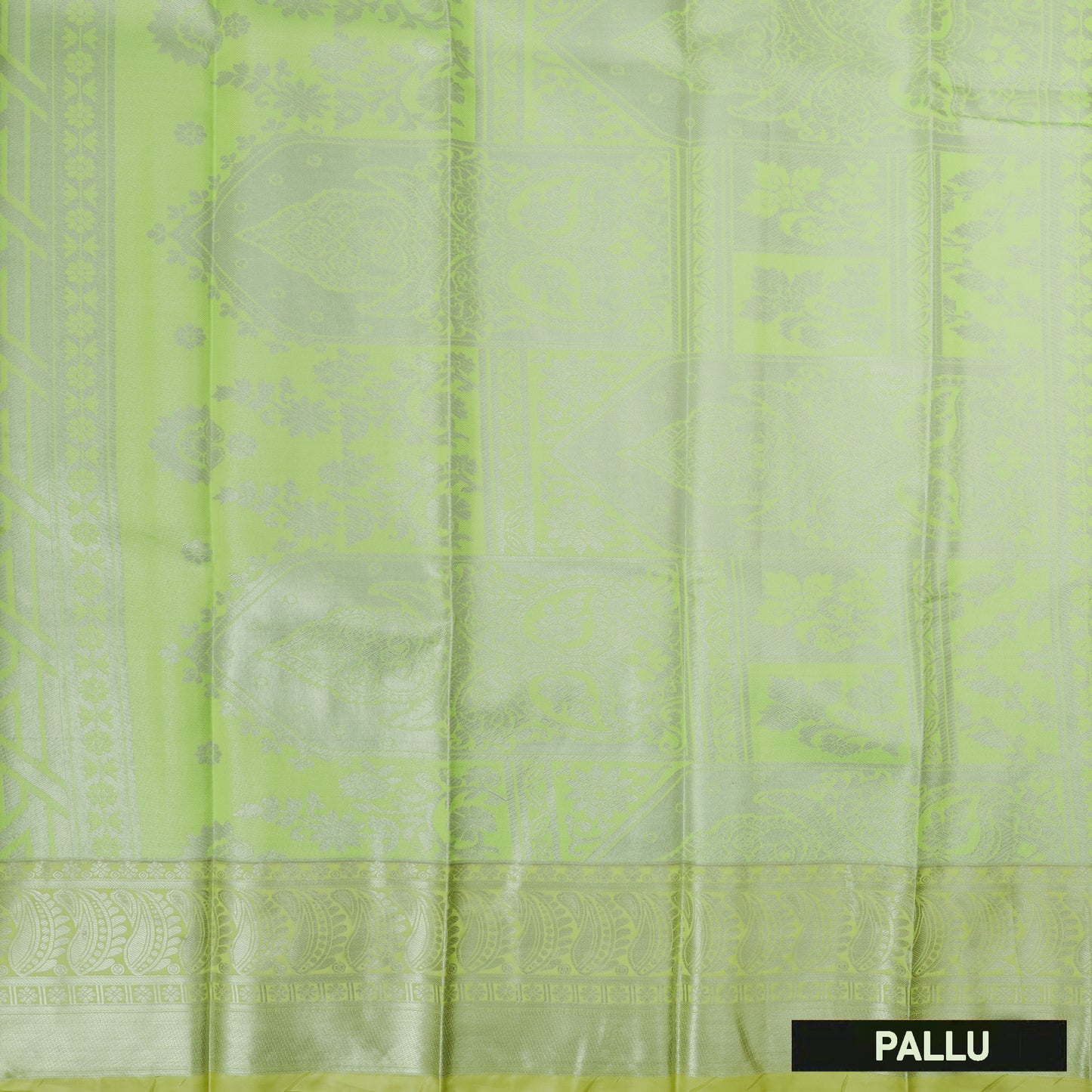Green Floral Design Tissue Silk Saree
