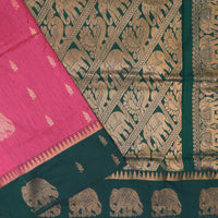 Rani Pink With Bottle Green Premium Quality Kalyani Cotton Saree