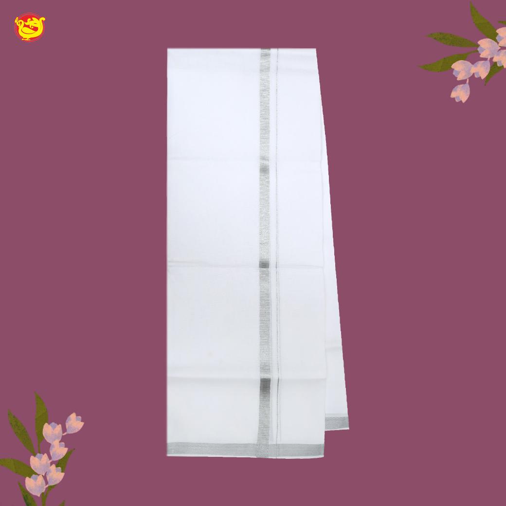 White with GREY Fancy Border Single Layer Cotton Men’s Dhoti
