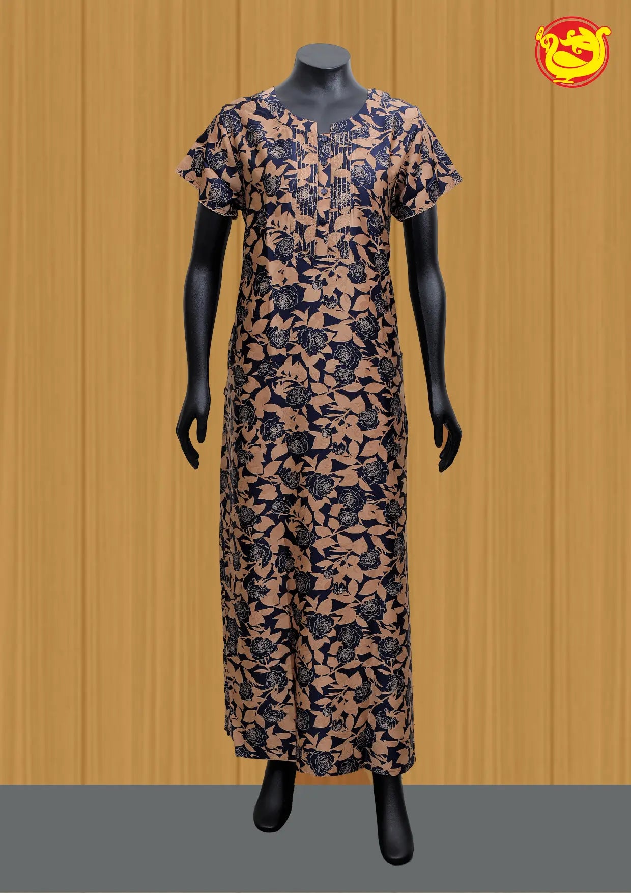 Blue with beige Women’s Nighty - Thenianantham