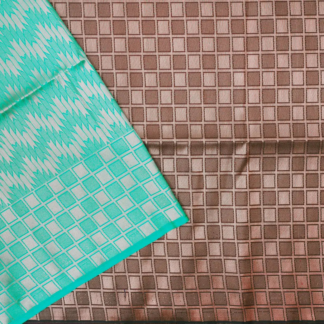 Turquoise green With Brown Soft Silk