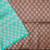 Turquoise green With Brown Soft Silk