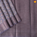 Unique Purple Chanderi Silk Saree with Floral Motifs and Copper Zari Border - Thenianantham