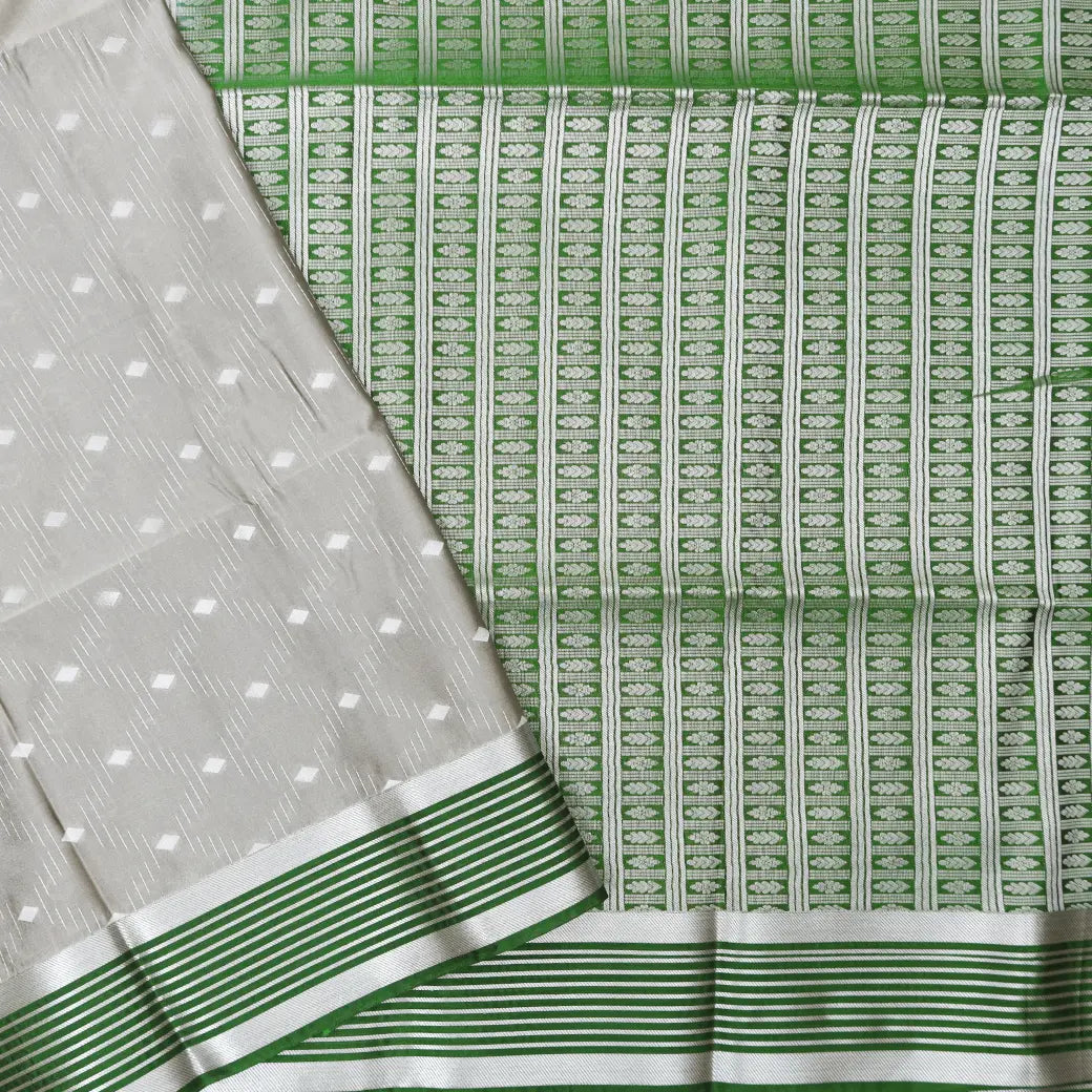 GREY with GREEN Soft Silk Saree