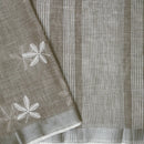 Brownish Grey Color Linen Cotton Saree