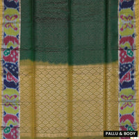 Bottle green with Ikat border soft silk saree