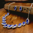 White and blue stones necklace and stud