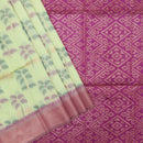 Light Yellow With Magenta Pochampally Semi Ikat Silk Saree