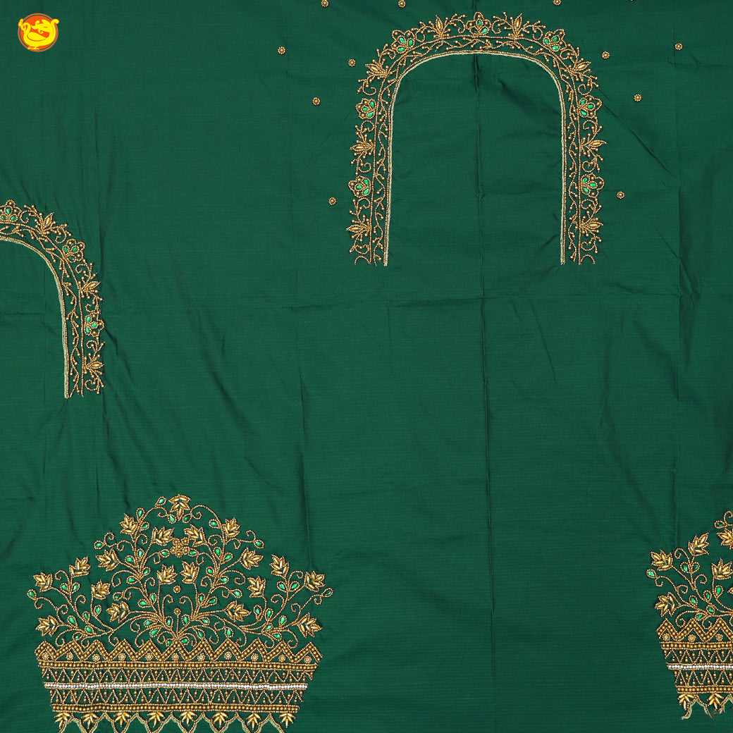 Dark Green Bridal Aariwork Blouse
