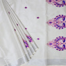 Southloom Exclusive Onam Kerala Traditional Fancy Border Floral Cotton Saree (Matching Plain Blouse Included)