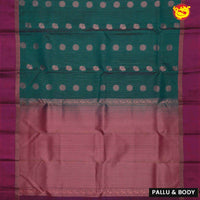 Peacock green with magenta soft silk saree