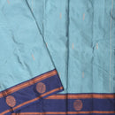 Light Sky Blue With Navy Blue Border  Arani Silk Saree