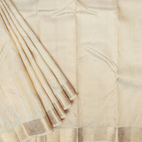 Cream Color Gold Zari Border Yuvana Semi Soft Silk Saree