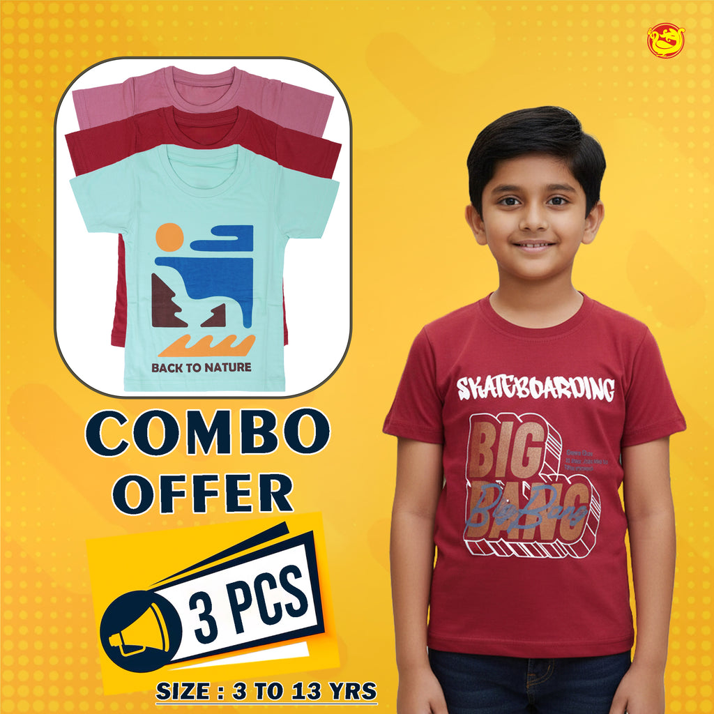 Boys 3 Pcs T-Shirt Combo