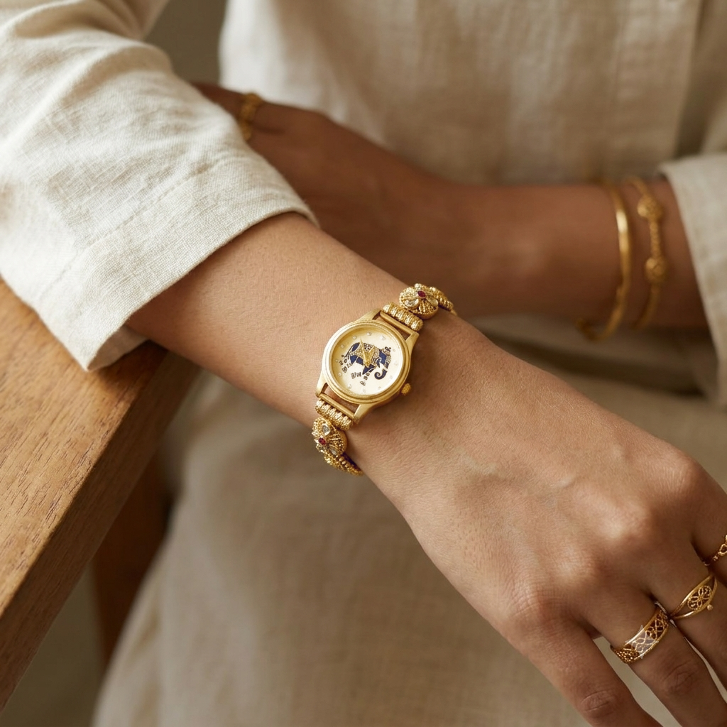 Antique Trending Jadau and Elepant Design Watch