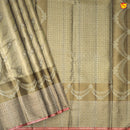 Golden Brown With Leaf Floral Motifs Gold Zari Long Border Pure Kanjivaram Wedding Silk