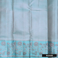 Purple with Sky Blue  Kanchipuram Wedding silk saree