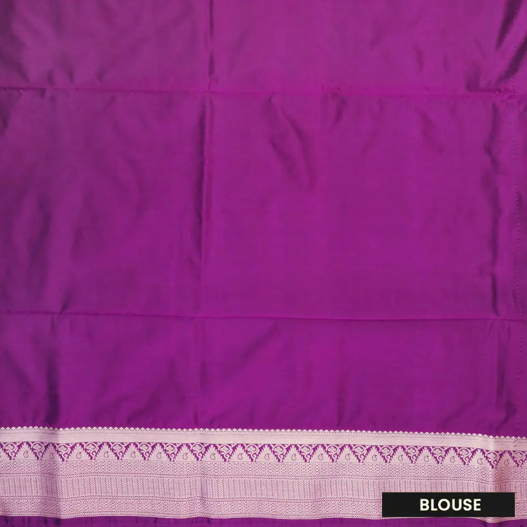 Light Teal Green with Purple Soft Silk Saree