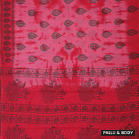 pink - red Sungudi Cotton Saree without Blouse