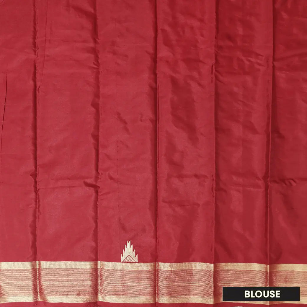 Red  With Copper Gold Arani Silk Saree