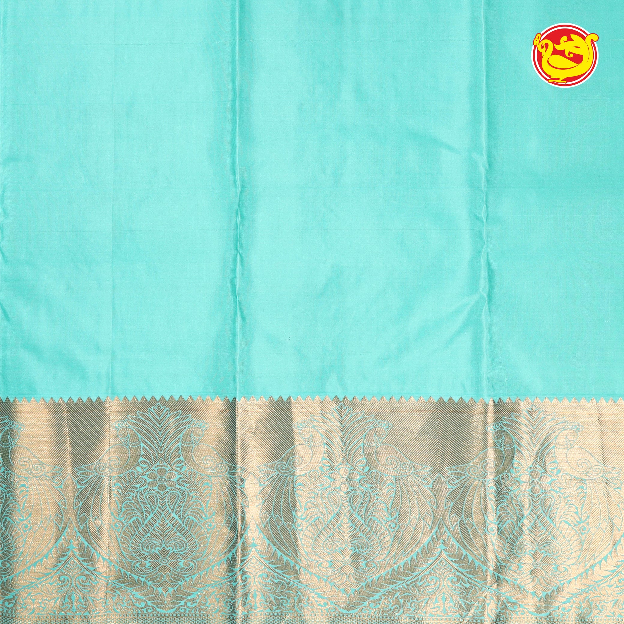 Sandal Soft Silk Saree With Aqua Blue Pallu