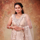 Cream  Color Embellished Royal Semi Bridal Lehenga