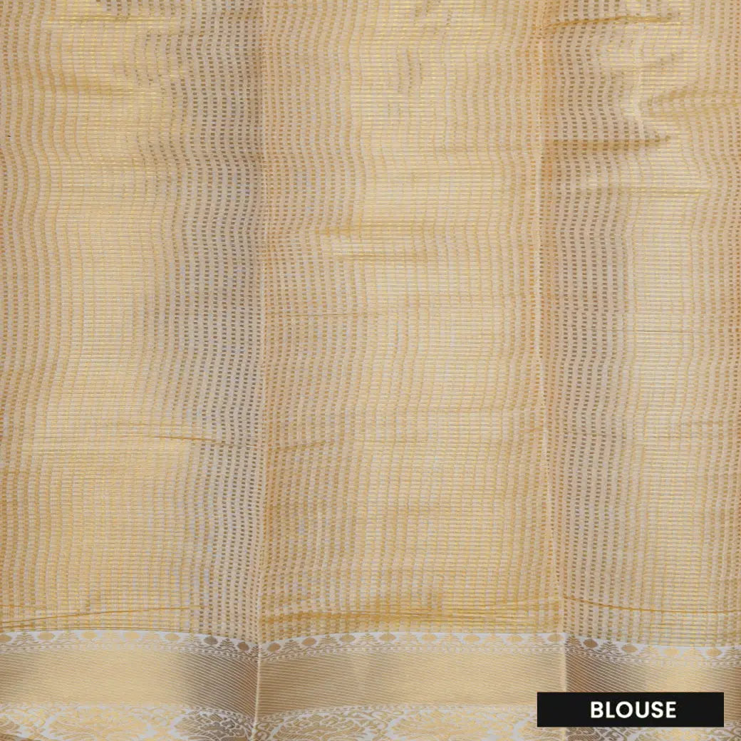 Yellow with Gold Tissue Semi Silk Saree