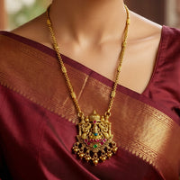 Antique  Lakshmi God Design With Rupy Stone Work Earring Set  Necklace