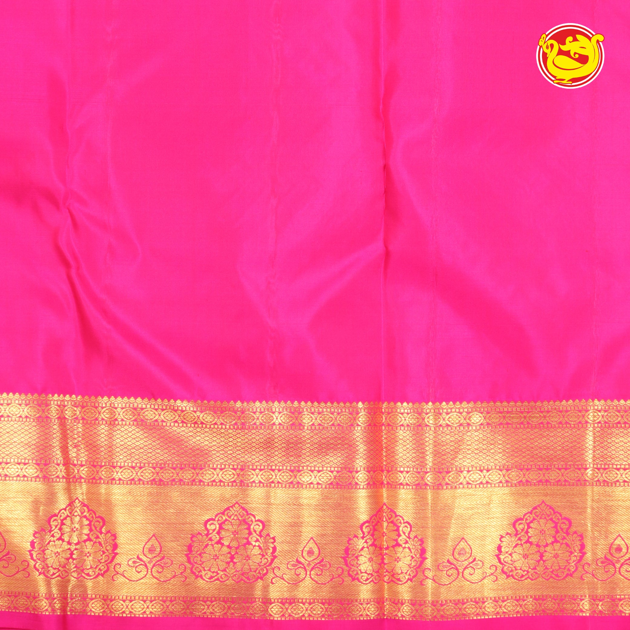 Yellow with pink wedding silk saree