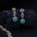 American diamond stone necklace with earrings - Thenianantham