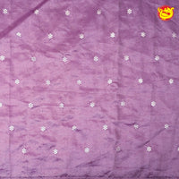 Purple With Cutwork Border With Zari Handwork Floral Design Tissue Crush saree - Thenianantham