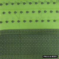 Parrot Green With Black Zari  Silk Cotton Saree