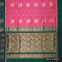 Rani Pink With Bottle Green Premium Quality Kalyani Cotton Saree
