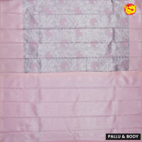 Light Grey with Baby Pink Floral Motifs Kubera Pattu Saree